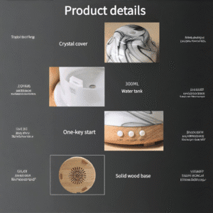 ink swirl crystal glass aroma diffuser | 300ml wood base