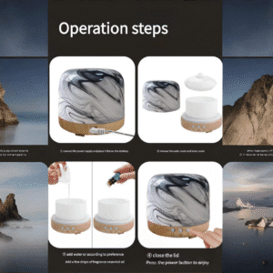 ink swirl crystal glass aroma diffuser | 300ml wood base