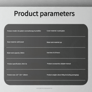 ink swirl crystal glass aroma diffuser | 300ml wood base